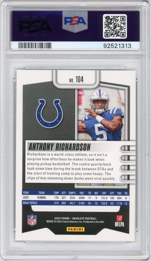 Anthony Richardson 2023 Panini Absolute Football RC #104 PSA 10 (A)