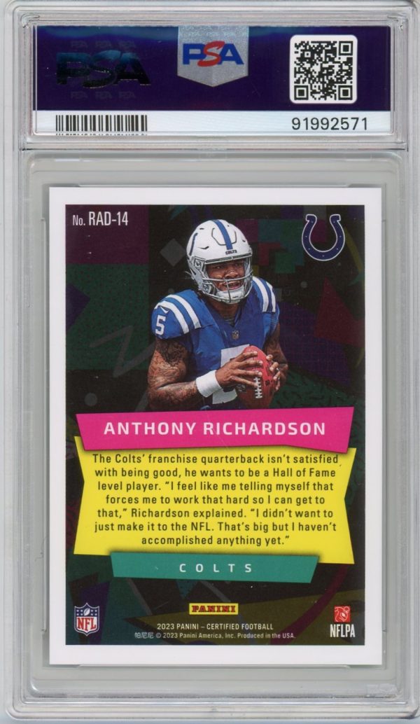 Anthony Richardson 2023 Panini Certified Radical Rookies #RAD-14 PSA 10 POP 7!