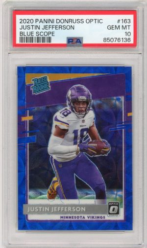 Justin Jefferson 2020 Panini Donruss Optic Blue Scope Rated Rookie #163 PSA 10