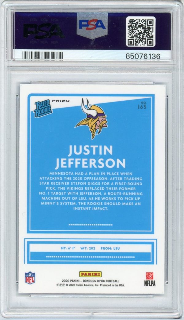 Justin Jefferson 2020 Panini Donruss Optic Blue Scope Rated Rookie #163 PSA 10