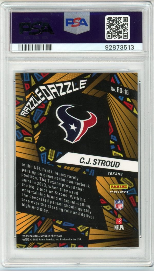 CJ Stroud 2023 Panini Mosaic Razzle Dazzle RC SSP #RD-16 PSA 10