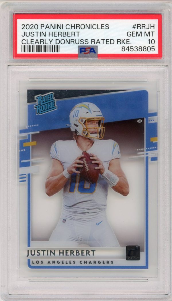 Justin Herbert 2020 Panini Chronicles Clearly Donruss Rated Rookie #RR-JH PSA 10