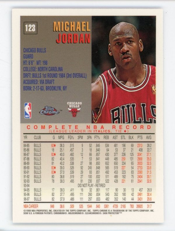 Michael Jordan 1997-98 Topps Chrome Card #123