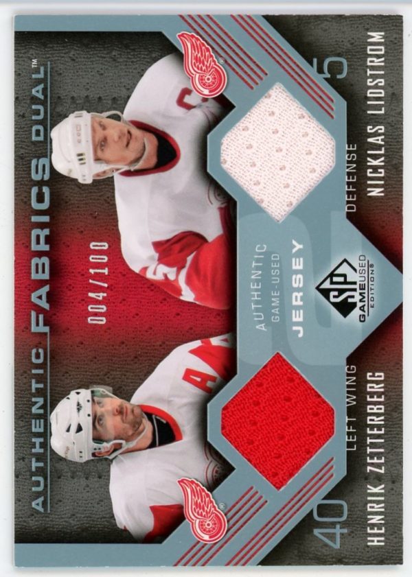 Zetterberg, Lidstrom 2007-08 UD SP Game Used Dual Jersey /100 #AF2-LZ