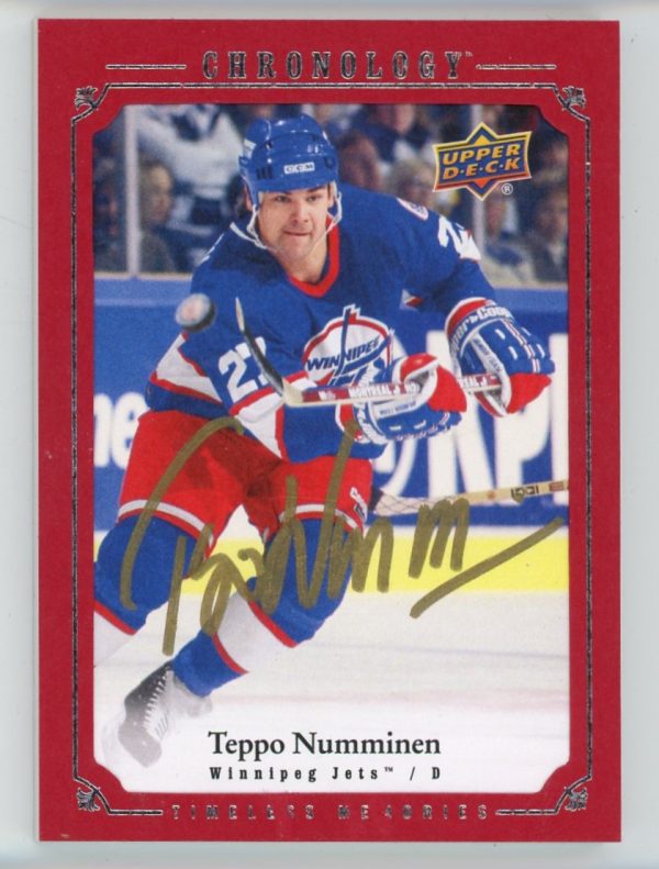 Teppo Numminen 2018-19 Chronology Timeless Memories Red Auto #CA-TN