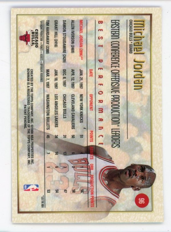 Michael Jordan 1997-98 Bowman's Best Card #96