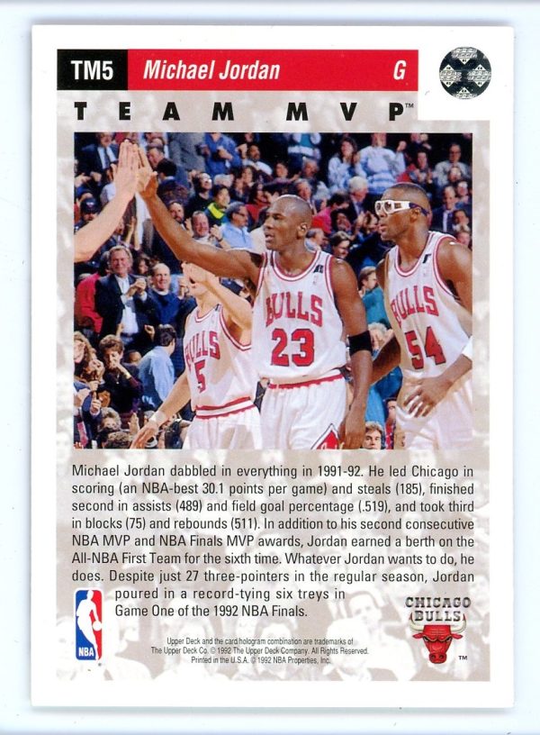 Michael Jordan 1992-93 Upper Deck Team MVPs Card #TM5