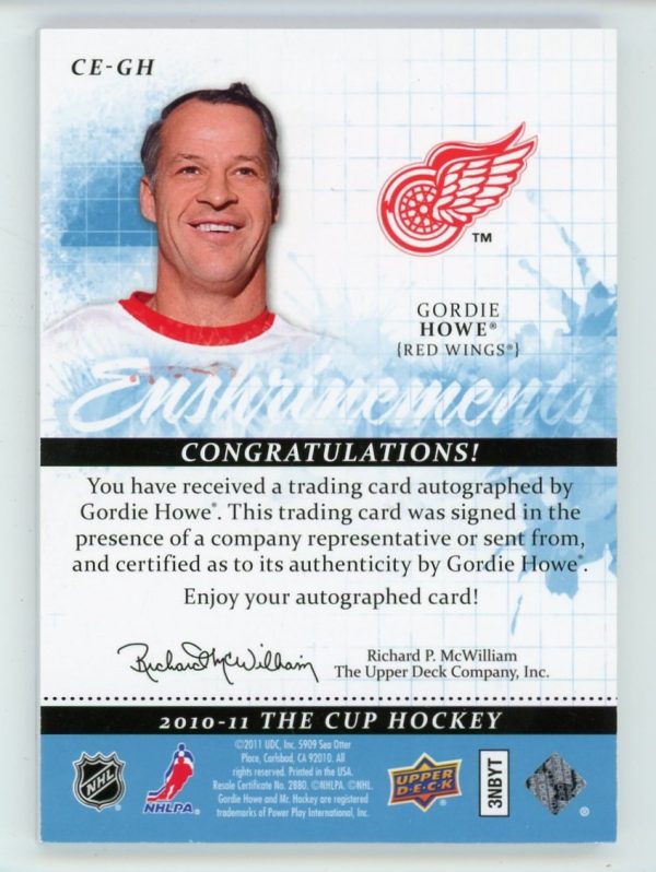 Gordie Howe 2010-11 Upper Deck The Cup Enshrinements Auto 48/50