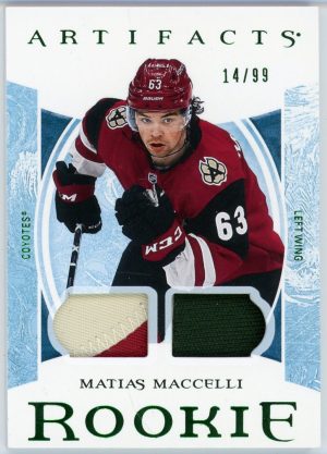 Matias Maccelli 2022-23 UD Artifacts Emerald Dual Rookie Patch /65 #172