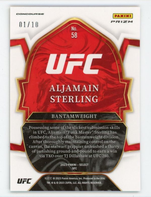 Aljamain Sterling 2023 Select UFC Gold Disco Prizm 01/10 #58