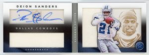 Deion Sanders 2014 Panini Playbook Booklet Jersey Auto /15 #PBS-DS