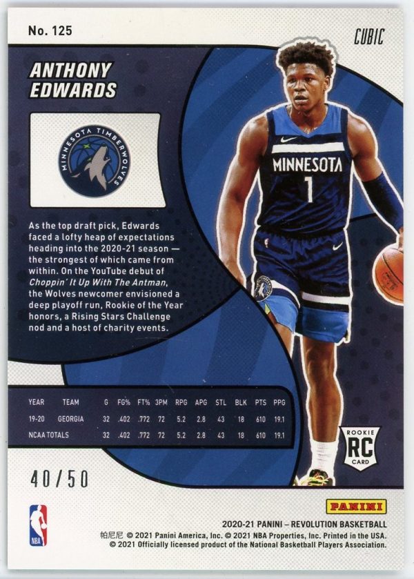 Anthony Edwards 2020-21 Panini Revolution Cubic RC /50 #125