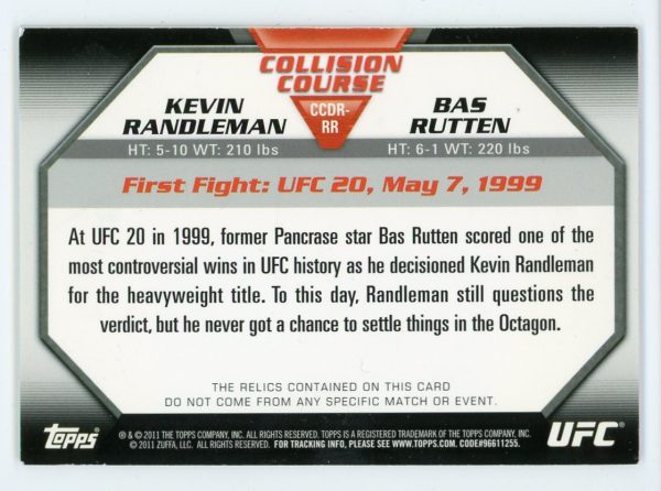 Randleman/Rutten 2011 Topps Collision Course Dual Relic #CCDR-RR