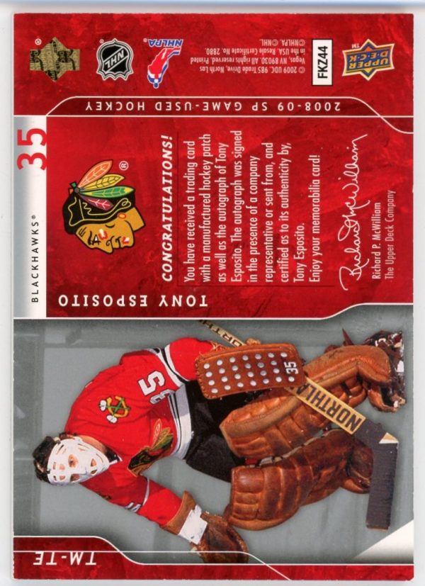 Tony Esposito 2008-09 UD SP Game Used Team Marks /50 #TM-TE