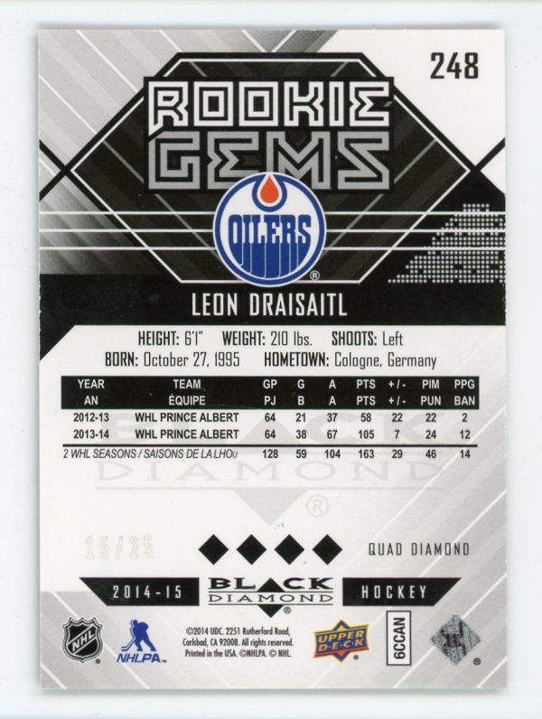 Leon Draisaitl 2014-15 Black Diamond Rookie Gems Emerald /25 RC #248