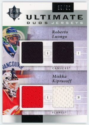 Luongo, Kiprusoff 2011-12 Upper Deck Ultimate Duos Jersey /50 #UDJ-GV