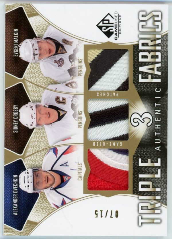 Ovechkin, Crosby, Malkin 09-10 UD SP Game Used Triple Fabrics Patch /15 #AF3-COM