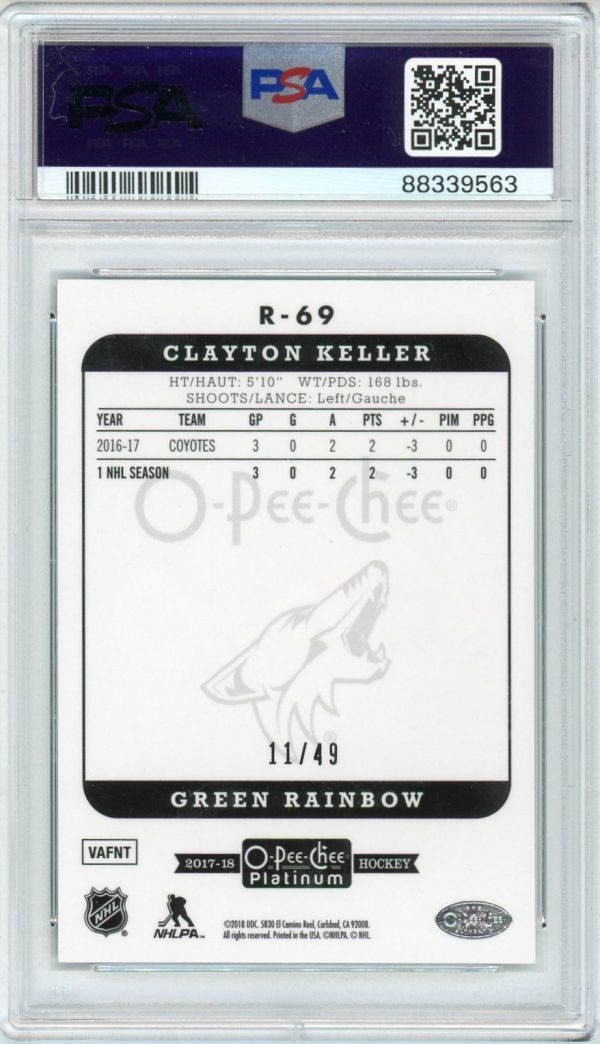 Clayton Keller 2017-18 OPC Platinum Retro Green Rainbow /49 RC PSA 9 POP 3