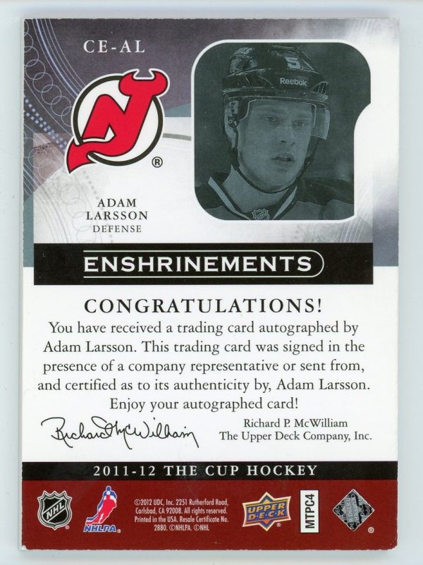 Adam Larsson 2011-12 Upper Deck The Cup Enshrinements Auto 30/50