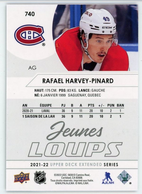 Rafael Harvey-Pinard 2021-22 Upper Deck Extended Young Guns French #740