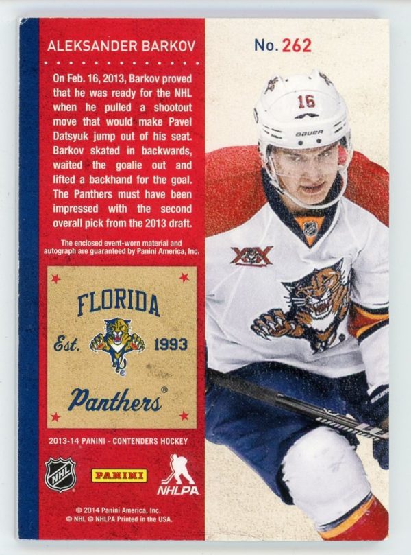 Aleksander Barkov 2013-14 Panini Contenders Rookie Ticket RPA 027/100