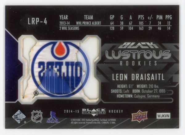 Leon Draisaitl 2014-15 Upper Deck Black Lustrous Rookies #LRP-4