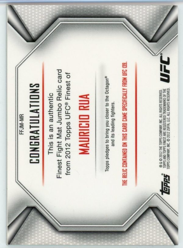 Mauricio Rua 2012 Topps Finest Event Used Matt Relic #FFJM-MR