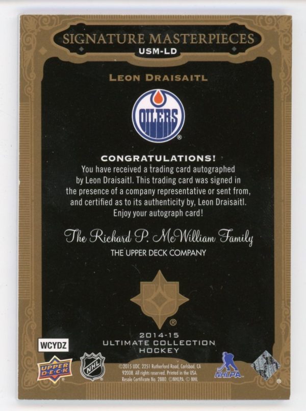 Leon Draisaitl 2014-15 Upper Deck Signature Masterpieces Auto RC #USM-LD