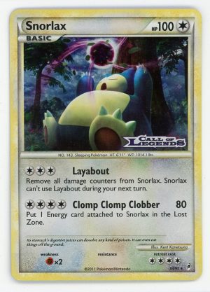 Snorlax Pokemon Call Of Legends Holo Prerelease Stamp 33/95