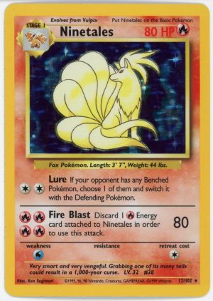 Ninetales Pokemon Base Set Ultimited Holo Rare 12/102