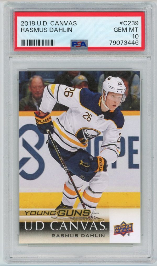 Rasmus Dahlin 2018-19 Upper Deck Series 2 Young Guns Canvas #C239 PSA 10