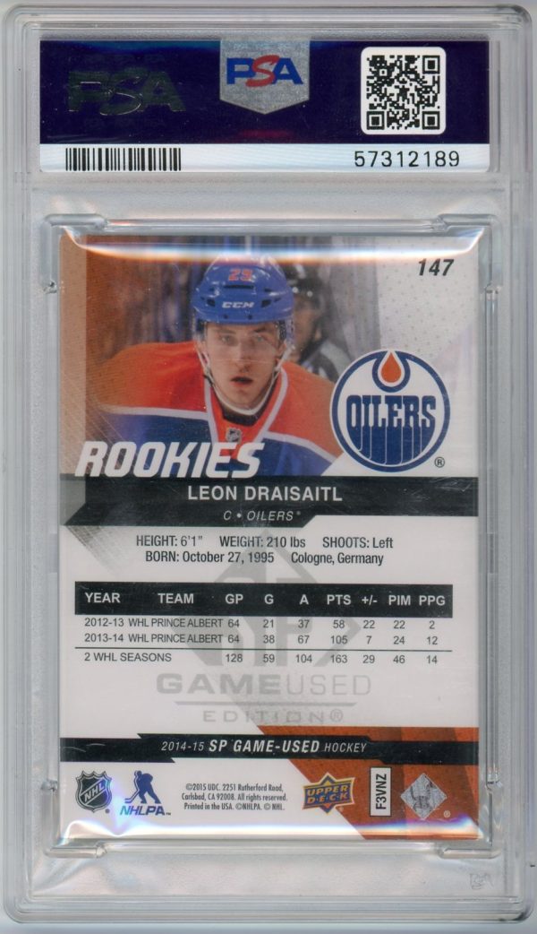 Leon Draisaitl 2014-15 SP Game Used True Rookie 14/29 Card #147 PSA 10 POP 1!