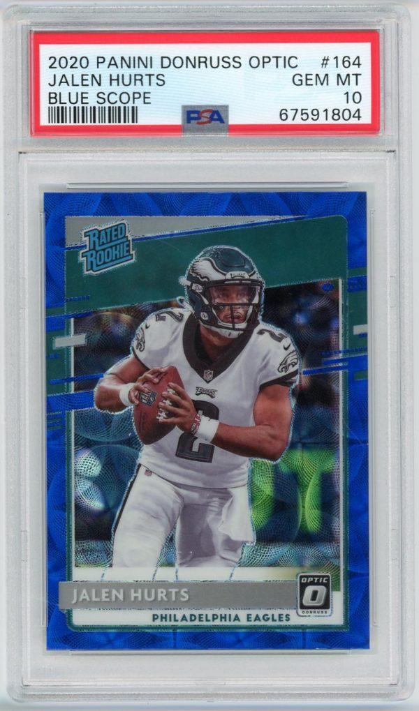 Jalen Hurts 2020 Panini Donruss Optic Blue Scope Rated Rookie #164 PSA 10