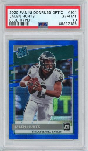 Jalen Hurts 2020 Panini Donruss Optic Blue Hyper Rated Rookie #164 PSA 10