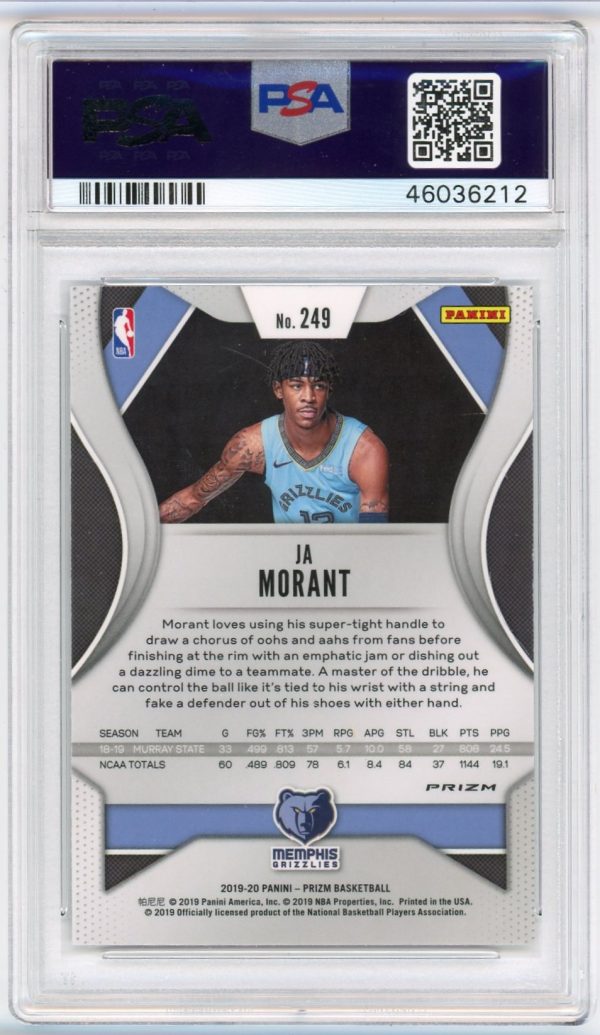 Ja Morant 2019-20 Panini Prizm Sliver Rookie Card #249 PSA 9