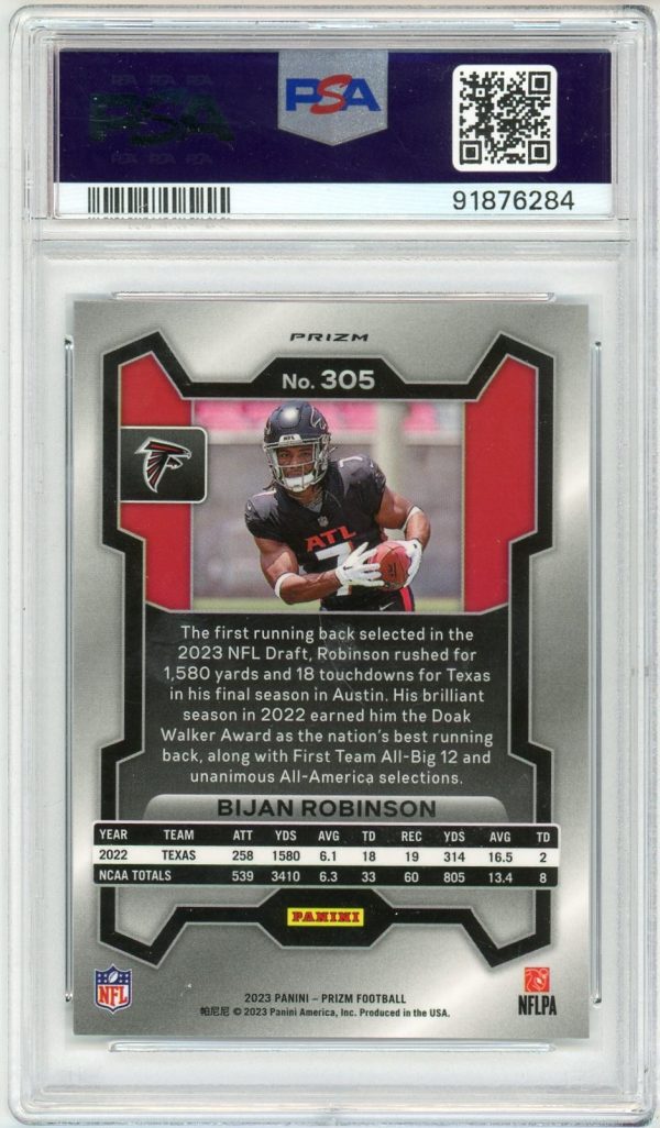 Bijan Robinson 2023 Panini Prizm Silver RC #305 PSA 9