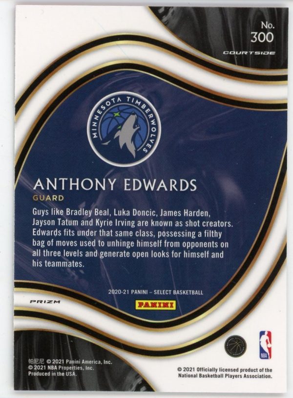 Anthony Edwards 2020-21 Panini Select Red/Orange Shimmer Rookie Card #300