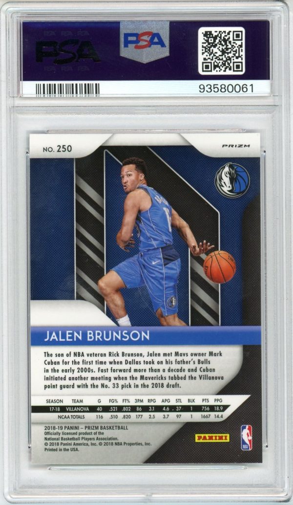 Jalen Brunson 2018-19 Panini Prizm Pink Ice RC #250 PSA 10