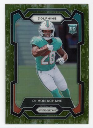 De'Von Achane 2023 Panini Prizm Forest Camo 09/15 RC #365