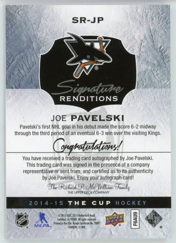 Joe Pavelski 2014-15 UD The Cup Signature Renditions #SR-JP