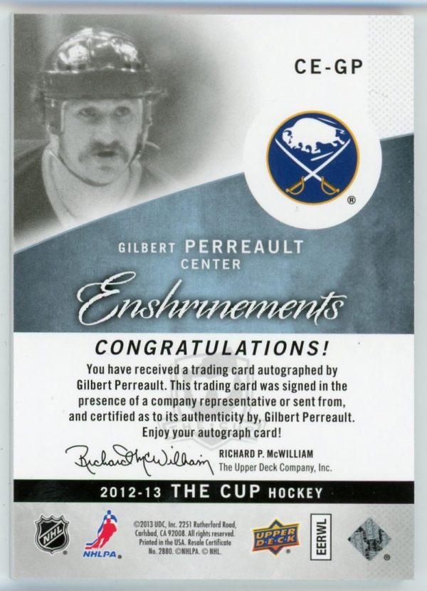 Gilbert Perreault 2012-13 UD The Cup Enshrinnements Auto #CE-GP