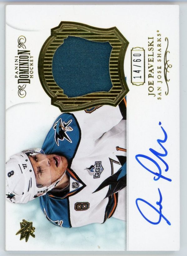 Joe Pavelski 2012-13 Panini Dominion Patch/Auto /60 #31