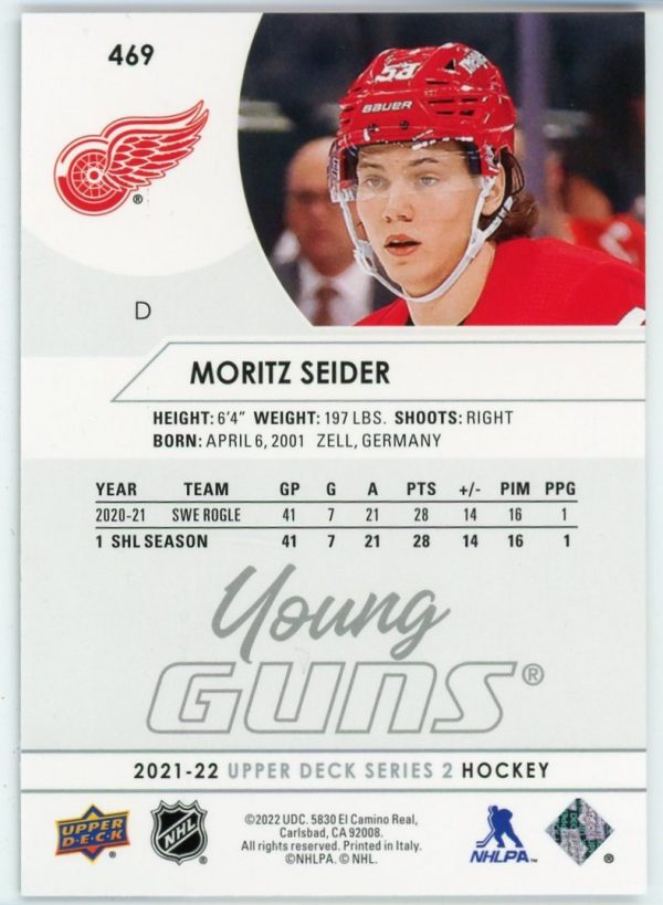 Mortiz Seider 2021-22 Upper Deck Series 2 Young Guns #469