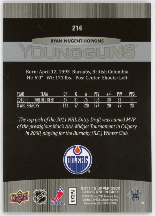 Ryan Nugent-Hopkins 2011-12 Upper Deck Series 1 Young Guns #214