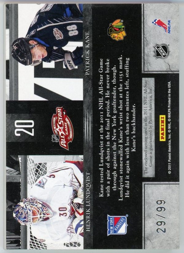 Lundqvist, Kane 2011-12 Panini Limited Net Presence /99 #20