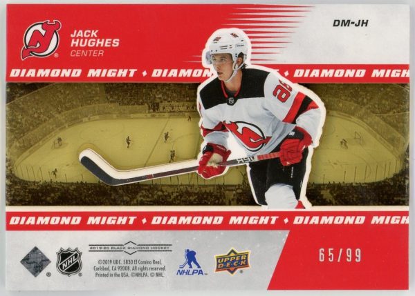 Jack Hughes 2019-20 UD Black Diamond Diamond Might 65/99 RC #DMJH