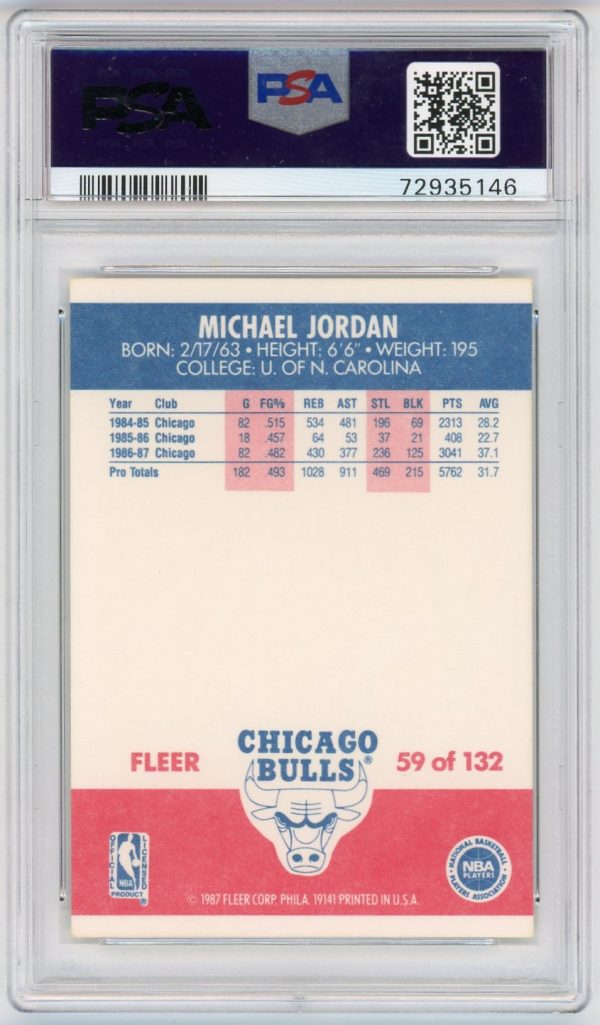 Michael Jordan 1987 Fleer 2nd Year Card #59 PSA 7 NM