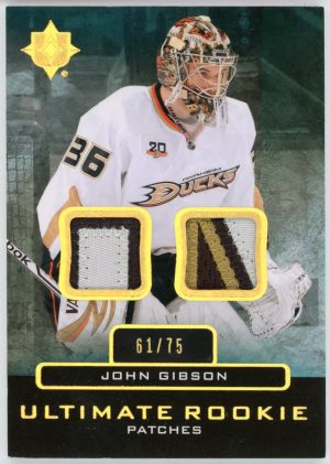 John Gibson 2013-14 UD Ultimate Rookie Patches 61/75 RC #URJ-JG