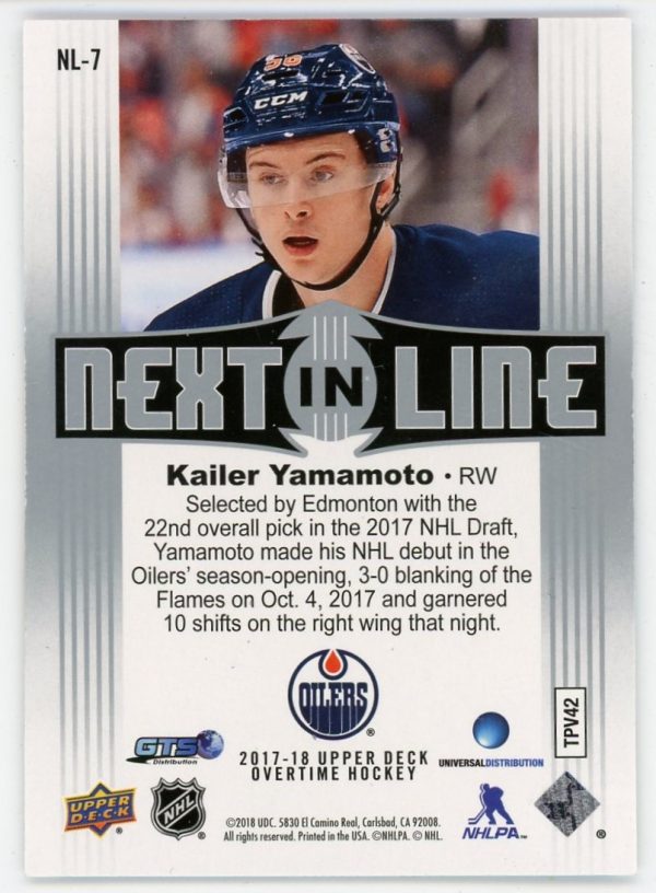 Kailer Yamamoto 2017-18 UD Overtime Next In Line 01/10 RC #NL-7