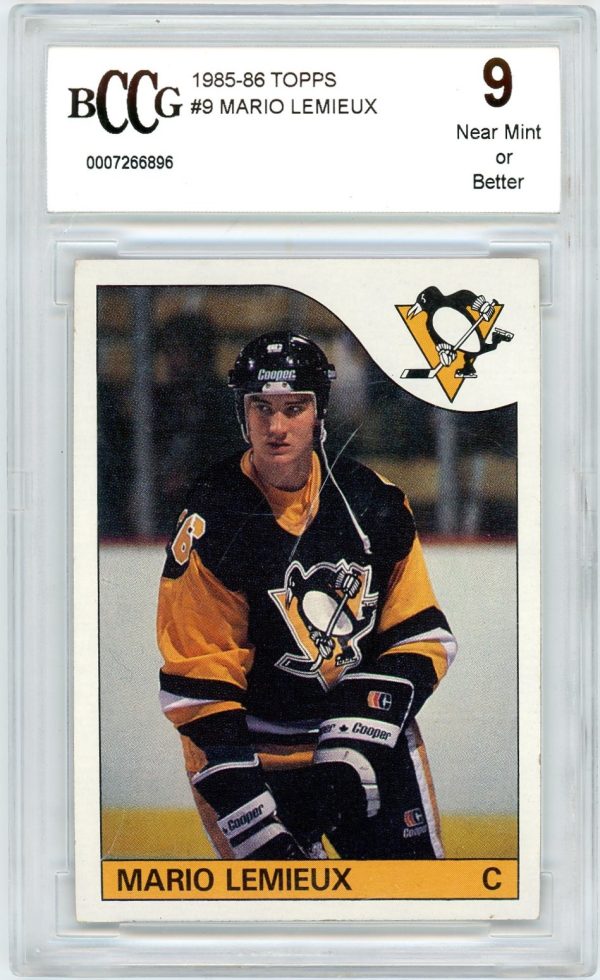 Mario Lemieux 1985-86 Topps Rookie Card #9 BCCG 9